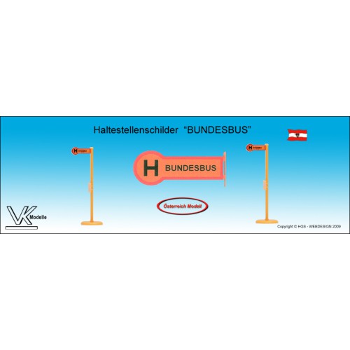 BundesBus - Haltestellenschild mit Fahrplanhalter - Set 4 Stück
